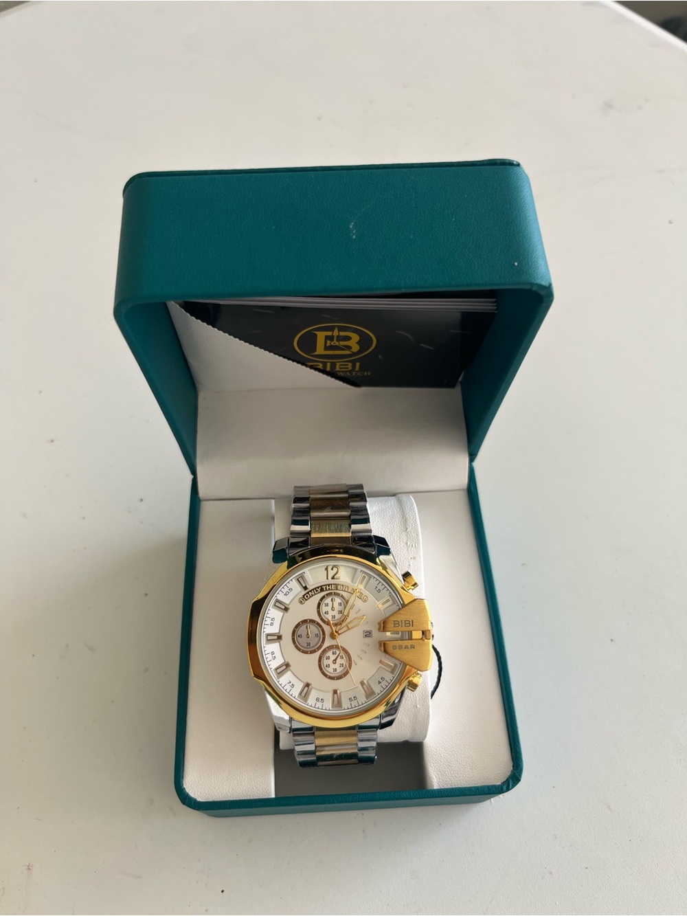 BiBi Two-Tone Gold and Silver Men's Chronograph Watch with White Dial